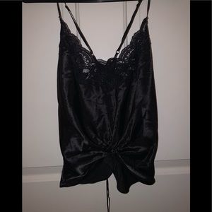 Silk, lace spaghetti strap crop top